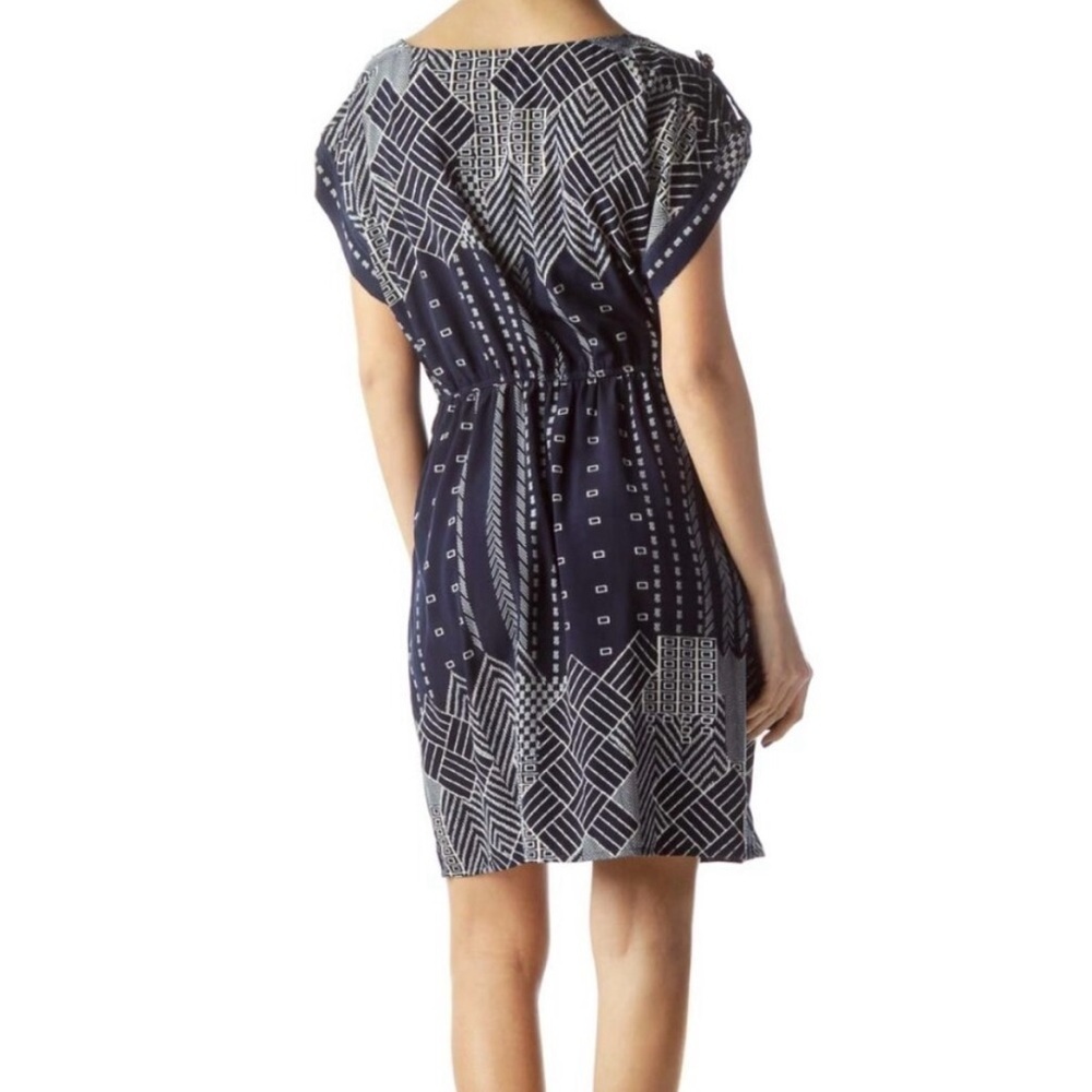 Pink Owl Navy and White Patterned Geometric Dress